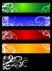 Colorful banners with flowers isolated on background