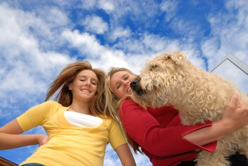 Daughter mother and pet