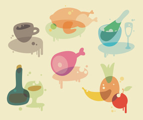 Watercolor food icons