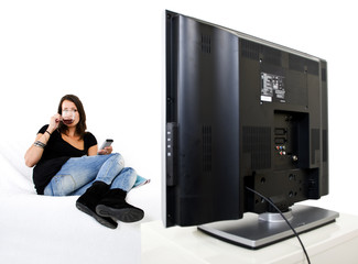 Woman watching TV