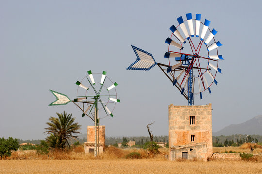 Historisch Windmühlen auf Mallorca