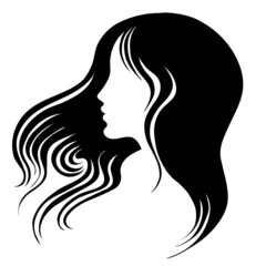 silhouette of a girl with long beautiful hair