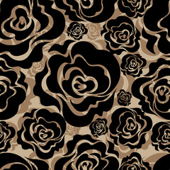 Seamless beige floral pattern with roses