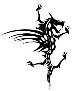 Isolated tattoo of  black dragon