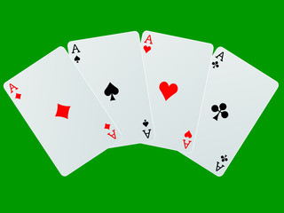 Carré d'as sur tapis vert