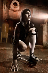 Beautiful skater teen girl © arekmalang