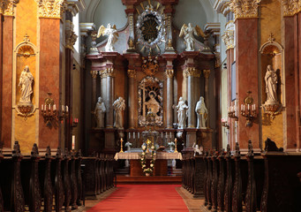 inside one of the baroque churches in budapest, hungary