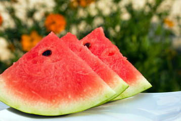Fresh slices of watermelon