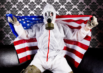 American flag, Freak in the mask  - obrazy, fototapety, plakaty