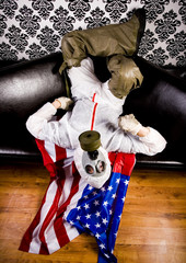 American flag, Freak in the mask  - obrazy, fototapety, plakaty