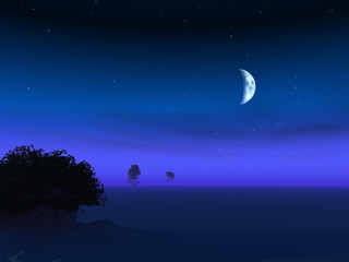 Moon on Horizon Dusk