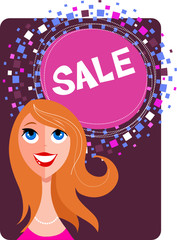 sale poster with a woman