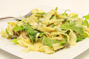 Tagliatelle mit Pilzen und Rucola