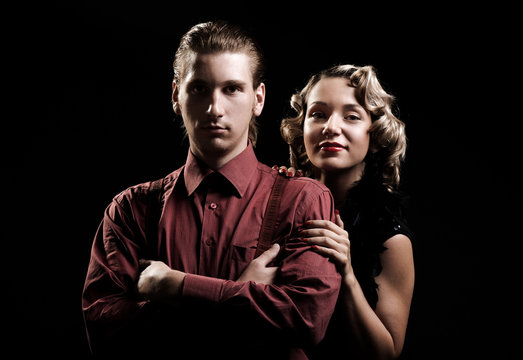 Portrait Of Young Couple In Retro Style