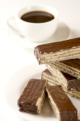 Chocolate wafer and coffee