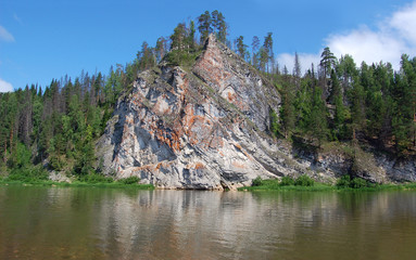 Beautiful rock on coast of the river