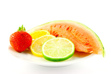 Fototapeta na wymiar Citrus Fruit with Strawberry and Melon