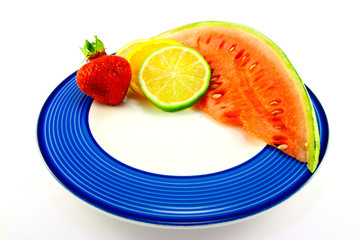 Watermelon with Citrus Slices and Strawberry