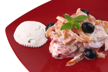 soft cheese and tomato salad