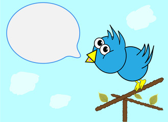 Blue Bird with Speech Bubble