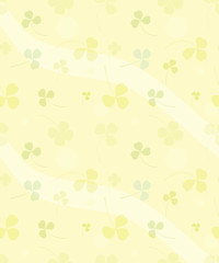Trefoils and quarterfoils of clover on pale-yellow background