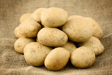 potatoes on sacking