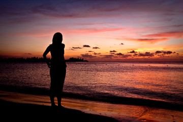 Fototapeta premium Girl at sunset