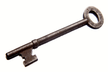 Door key on white background