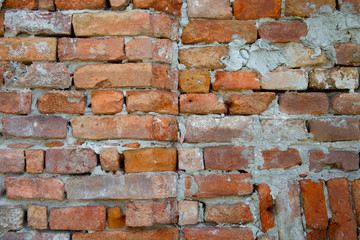 Old Red brick wall as background