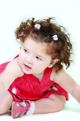 cute toddler over white