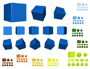 rotating cubes color variations - obrazy, fototapety, plakaty