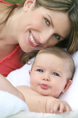 Mother and Child Baby Boy Smiling