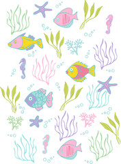 background with decorative fishes
