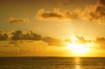 Sunset over South Pacific Ocean