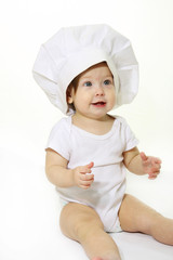 Baby with cook hat