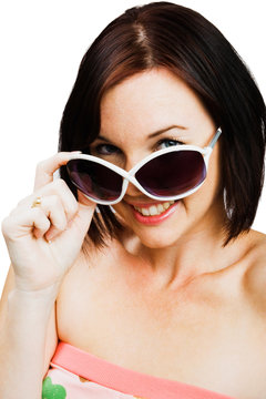 Caucasian woman wearing sunglasses