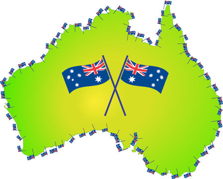 australian flag australia map