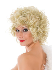 portrait of the nude blonde-angel with green eyes