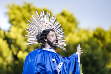 Jesus Christus in einer Prozession in den Strassen von L.A.