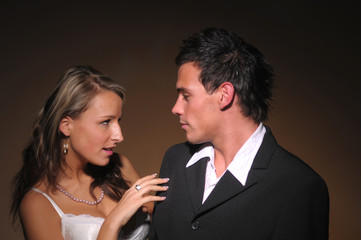 The altercation of the two young attractive people