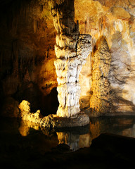 A Column and Stalagmite  in Carlsbad Caverns