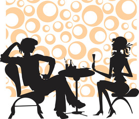 Silhouettes men and girl