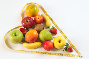 Fruit in a heart shape.