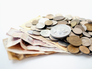 Old money - banknotes and coins.