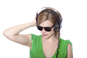 beautiful girl listening to music