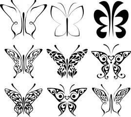 Gordijnen Set of tattoo butterflies ©  danjazzia