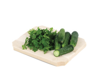 fresh parsley and cucumbers