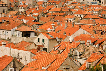 Red tiled roofs of old city Dubrovnik, Croatia