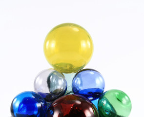 Stacked multi colored glass balls