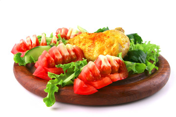 served grilled chicken leg